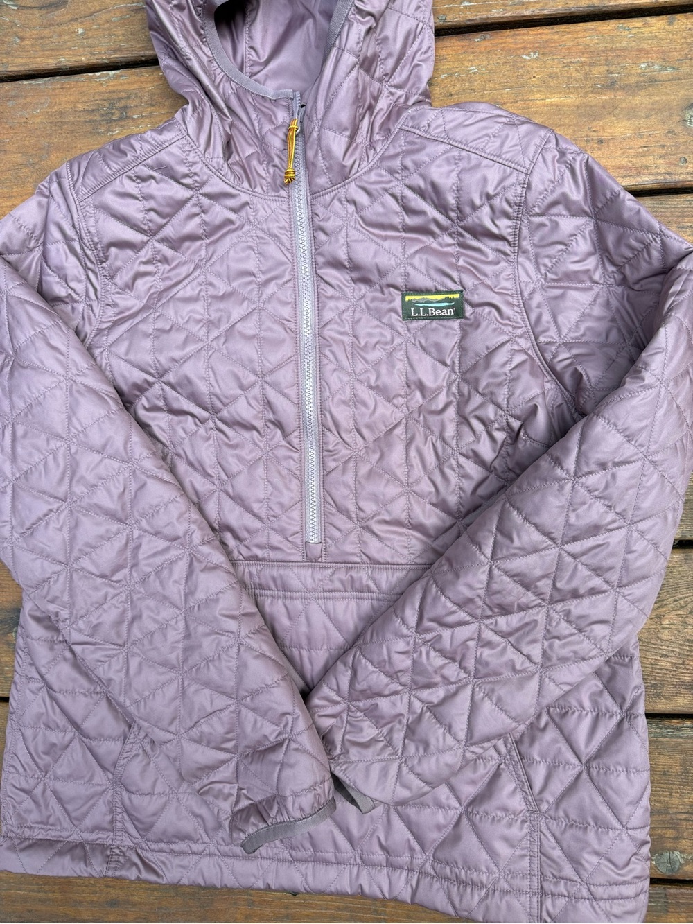 L.L. Bean womens Quilted Hooded Pullover Jacket - Dusty Mauve - Picture 3 of 4